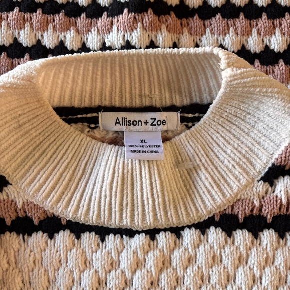 NWOT Allison+zoe cozy striped sweater with textured knit pattern in neutral tone - Picture 3 of 7